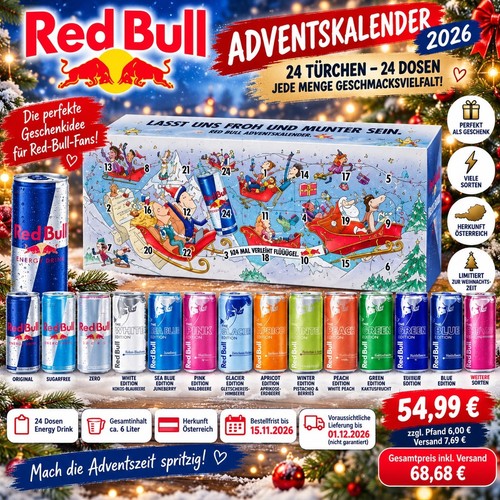 Red bull adventskalender 2026 - red,